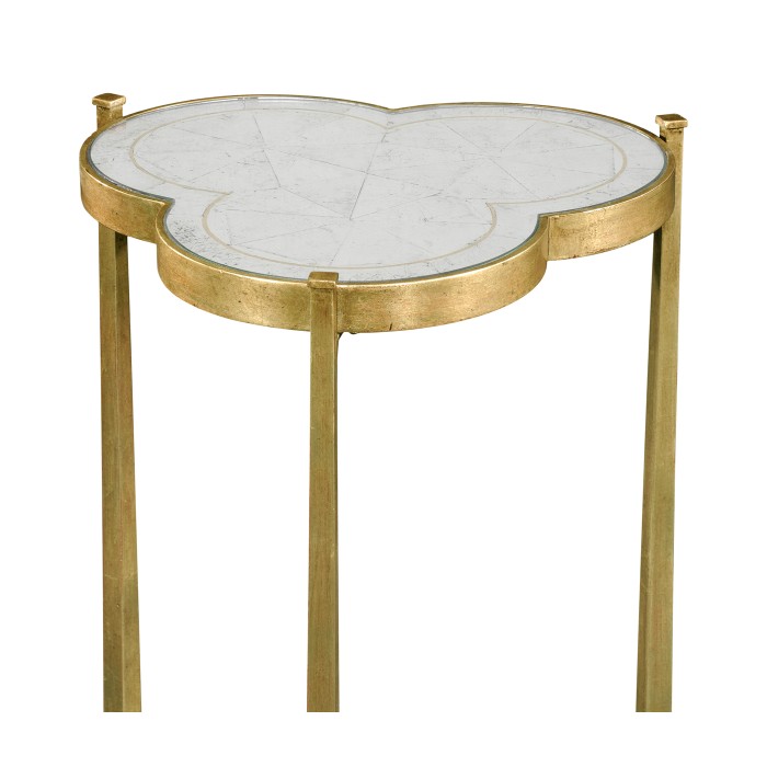 Églomisé & Gilded Iron Trefoil Lamp Table