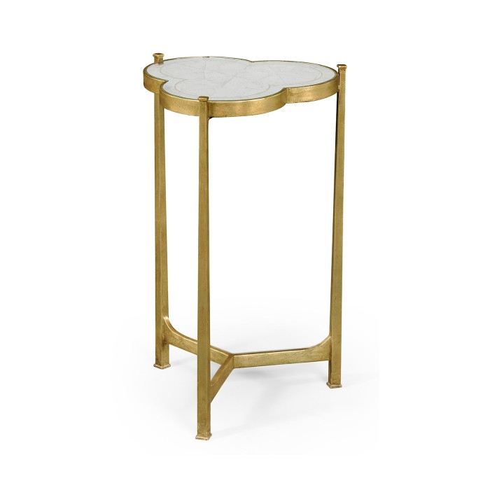 Églomisé & Gilded Iron Trefoil Lamp Table