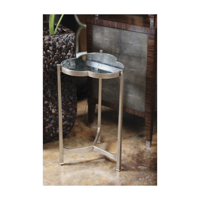 Églomisé & Gilded Iron Trefoil Lamp Table