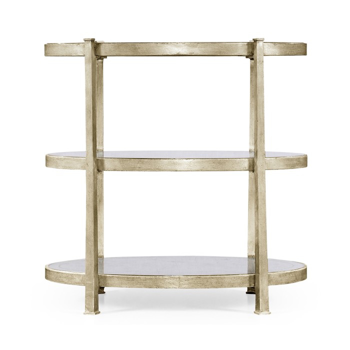 Small Églomisé & Silver Iron Three-Tier Table