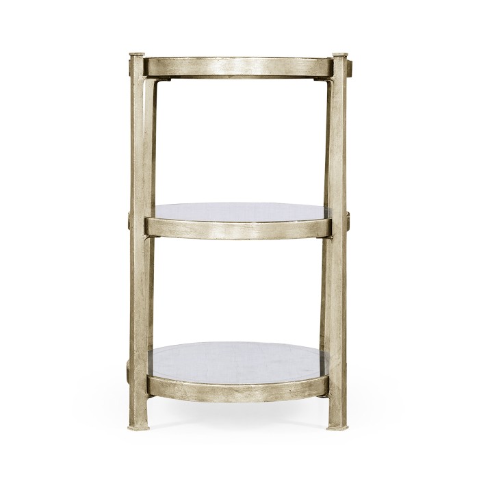 Small Églomisé & Silver Iron Three-Tier Table