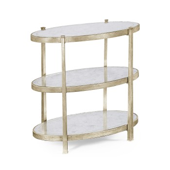 Small Églomisé & Silver Iron Three-Tier Table