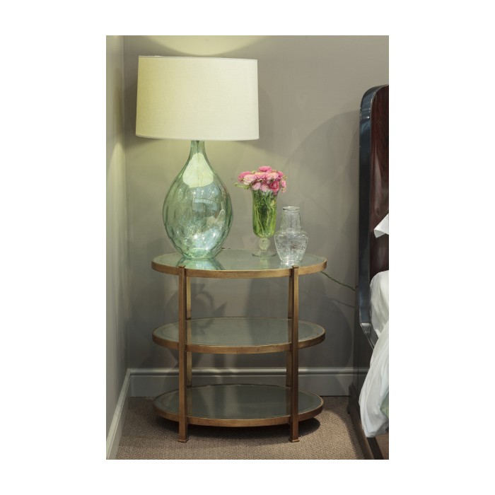 Small Églomisé & Silver Iron Three-Tier Table