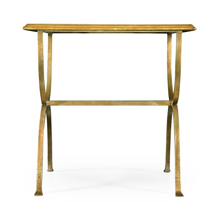 Églomisé & Gilded Iron Square Side Table