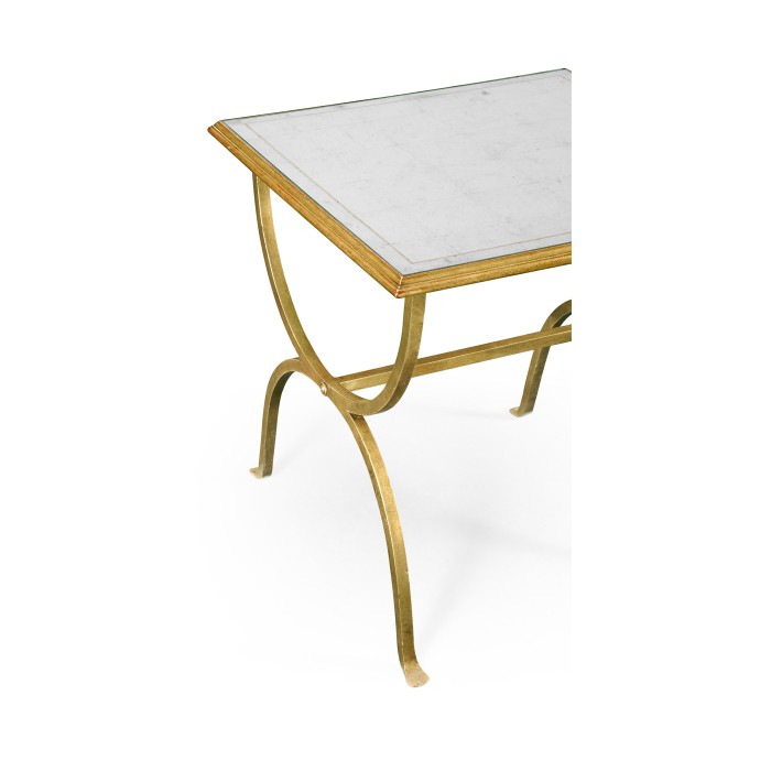 Églomisé & Gilded Iron Square Side Table