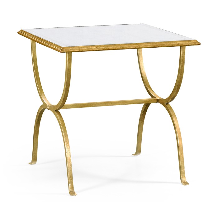 Églomisé & Gilded Iron Square Side Table