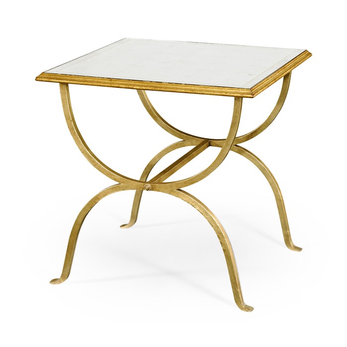 Églomisé & Gilded Iron Square Side Table