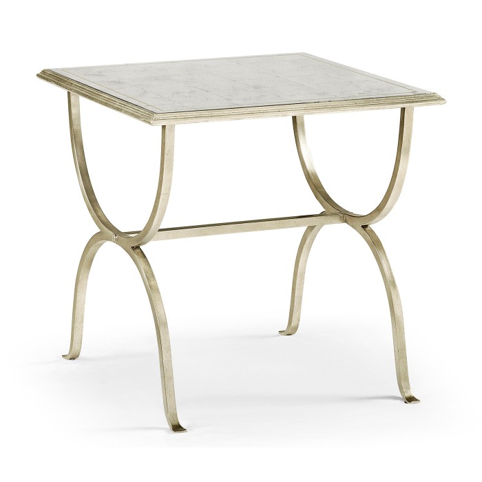 Églomisé & Silver Iron Square Side Table