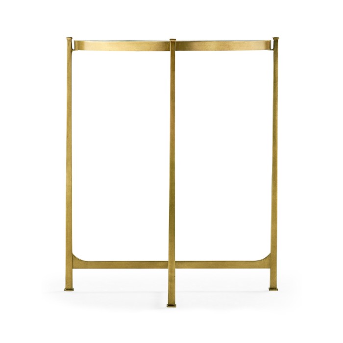 Small Églomisé & Gilded Iron Demilune Console
