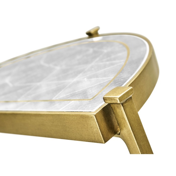 Small Églomisé & Gilded Iron Demilune Console