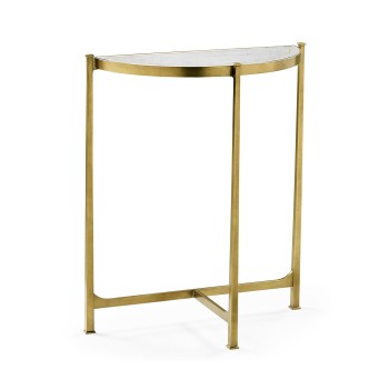 Small Églomisé & Gilded Iron Demilune Console