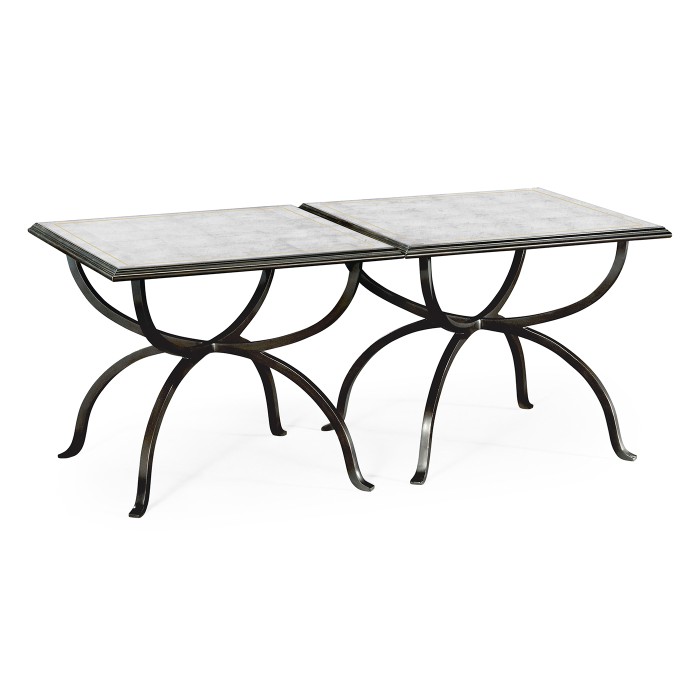 Églomisé & Bronze Iron Set of Two Tables