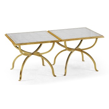 Églomisé & Gilded Iron Set of Two Tables