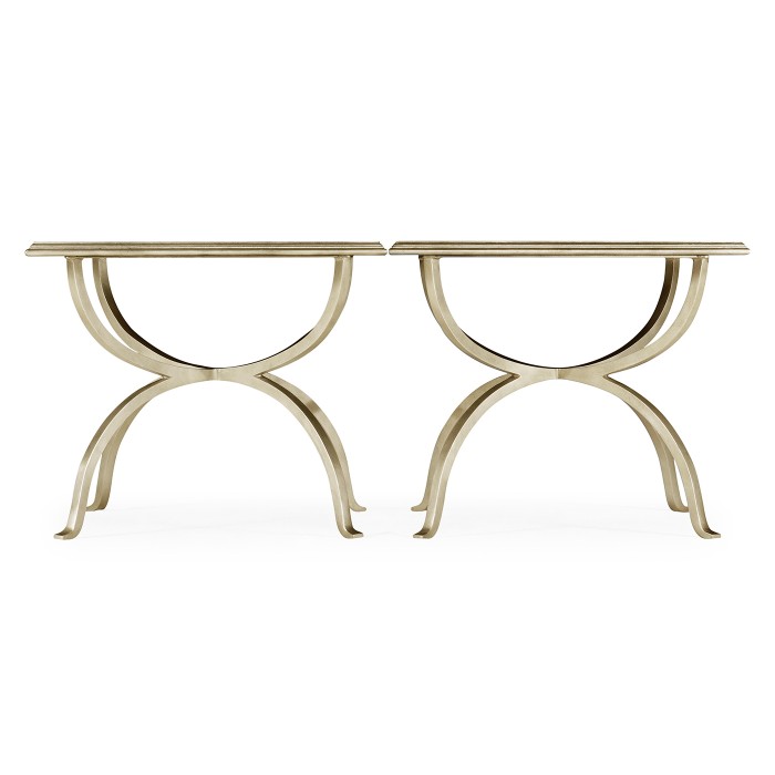 Églomisé & Silver Iron Set of Two Tables