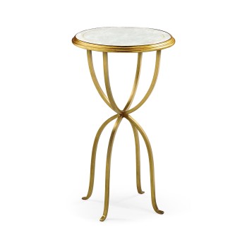 Églomisé & Gilded Iron Lamp Table with Bunched Legs