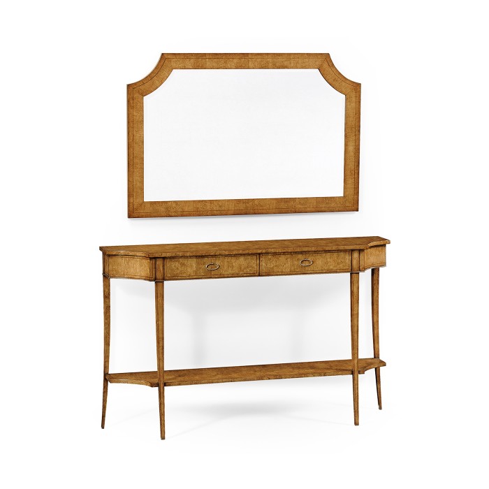 Large Biedermeier Light Walnut Masur Birch Console Table