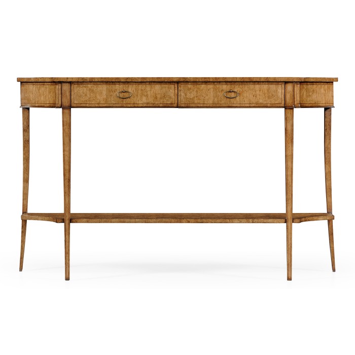 Large Biedermeier Light Walnut Masur Birch Console Table