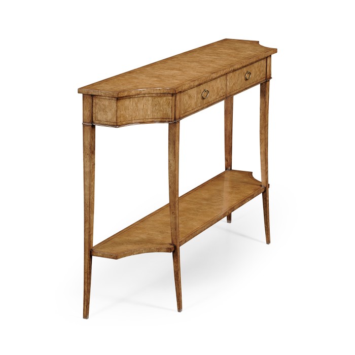 Large Biedermeier Light Walnut Masur Birch Console Table