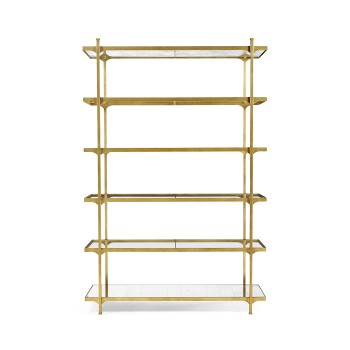 Églomisé & Gilded Iron Six-Tier Étagère