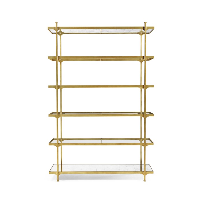Églomisé & Gilded Iron Six-Tier Étagère