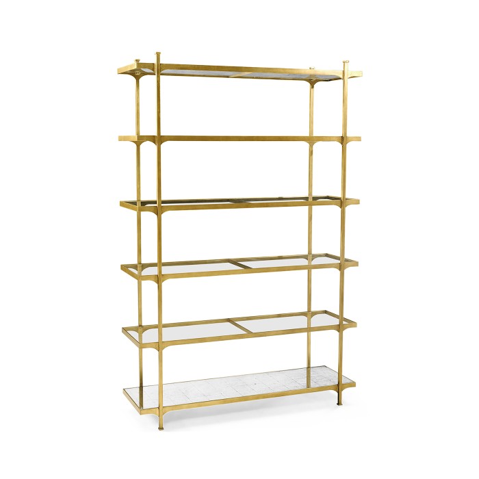 Églomisé & Gilded Iron Six-Tier Étagère