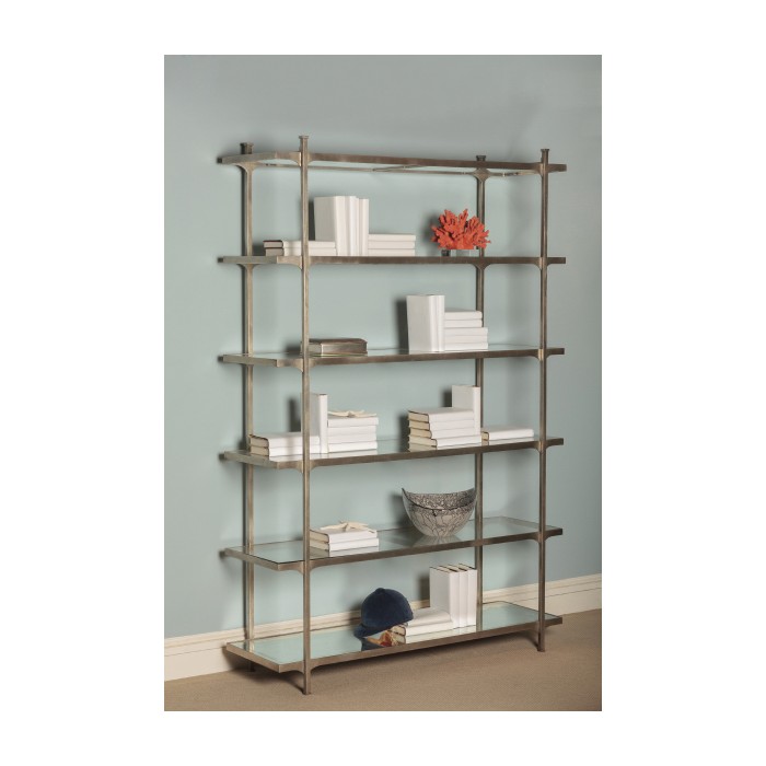 Églomisé & Gilded Iron Six-Tier Étagère