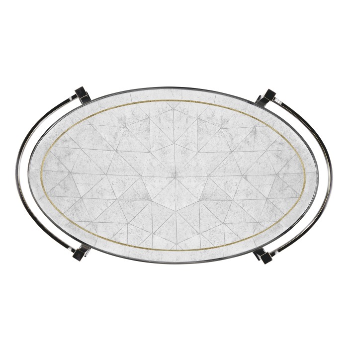 Églomisé & Bronze Iron Oval Tray
