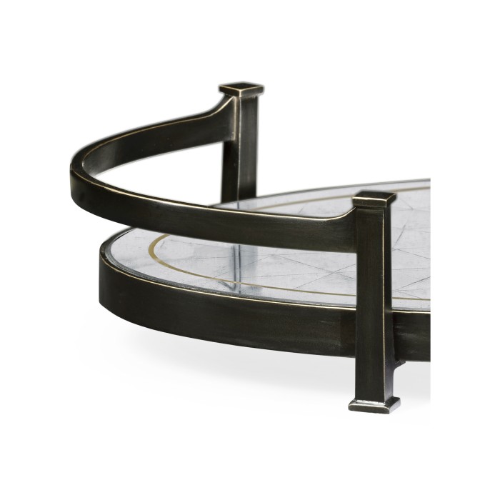Églomisé & Bronze Iron Oval Tray