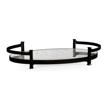 Églomisé & Bronze Iron Oval Tray