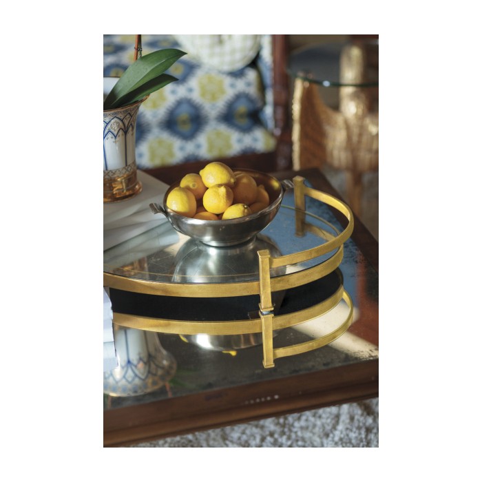 Églomisé & Bronze Iron Oval Tray