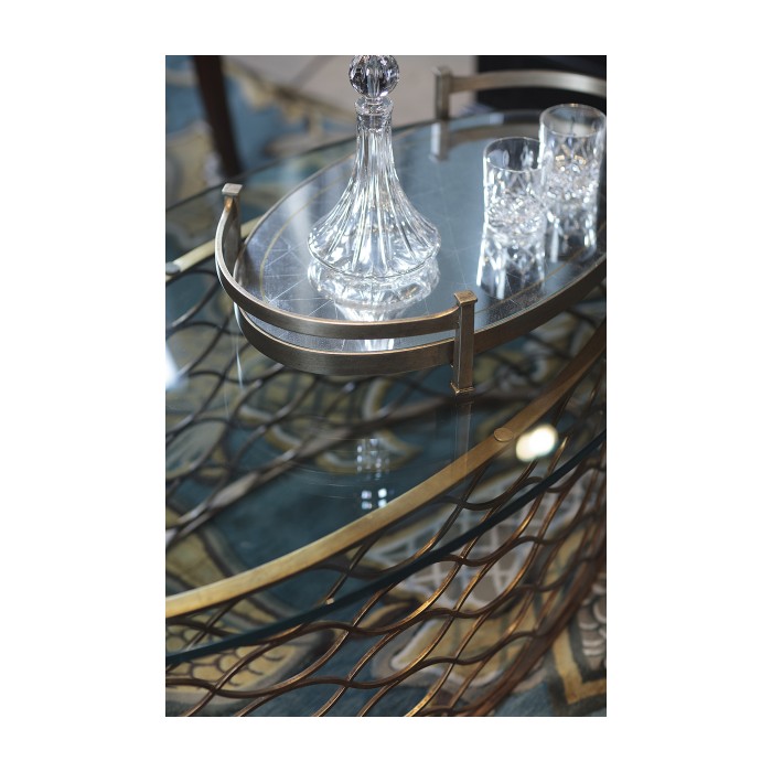 Églomisé & Silver Iron Oval Tray