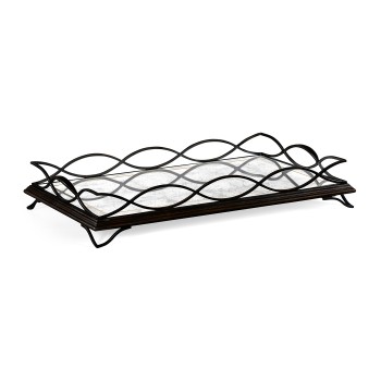 Églomisé & Bronze Iron Rectangular Tray