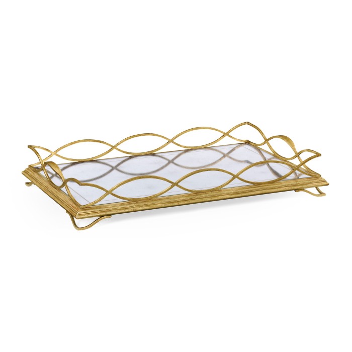 Églomisé & Gilded Iron Rectangular Tray