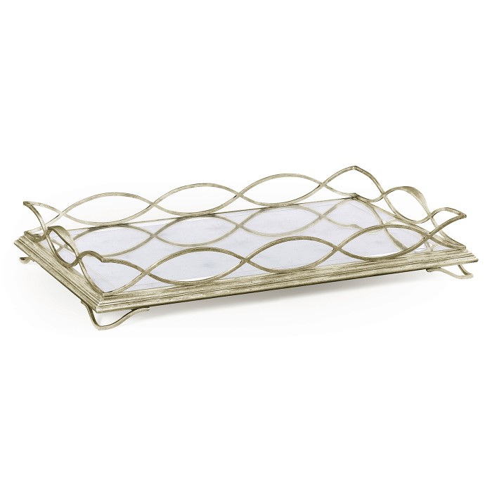 Églomisé & Silver Iron Rectangular Tray