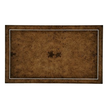 Rustic Burl Oak Hammered Iron Rectangle Coffee Table