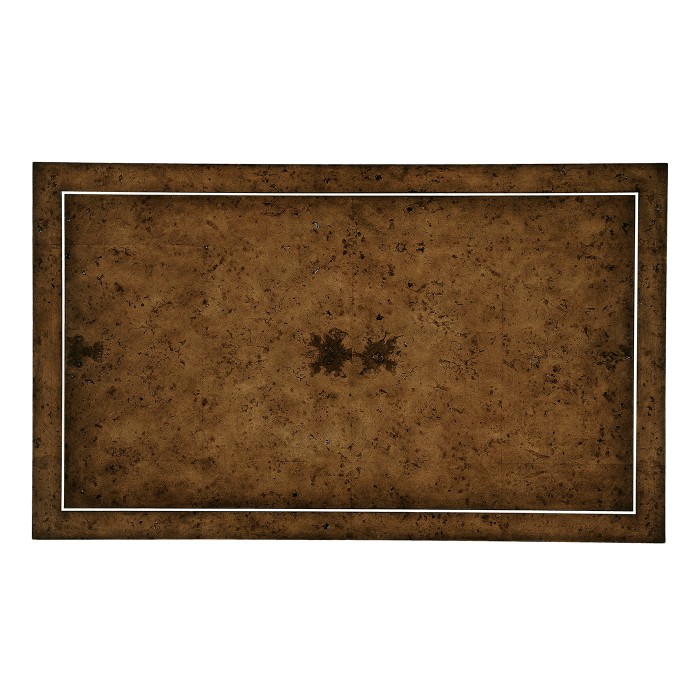 Rustic Burl Oak Hammered Iron Rectangle Coffee Table