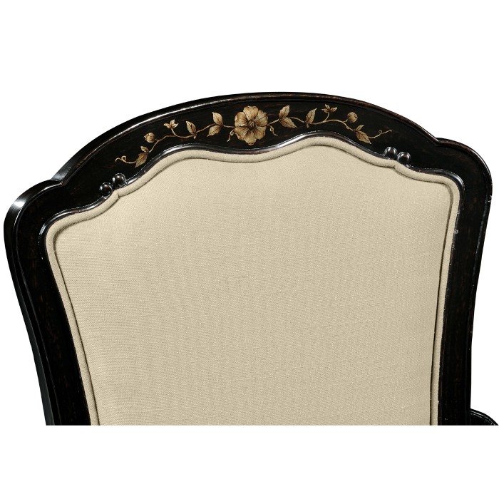 Black & Gilded Floral Arm Chair