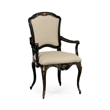 Black & Gilded Floral Arm Chair