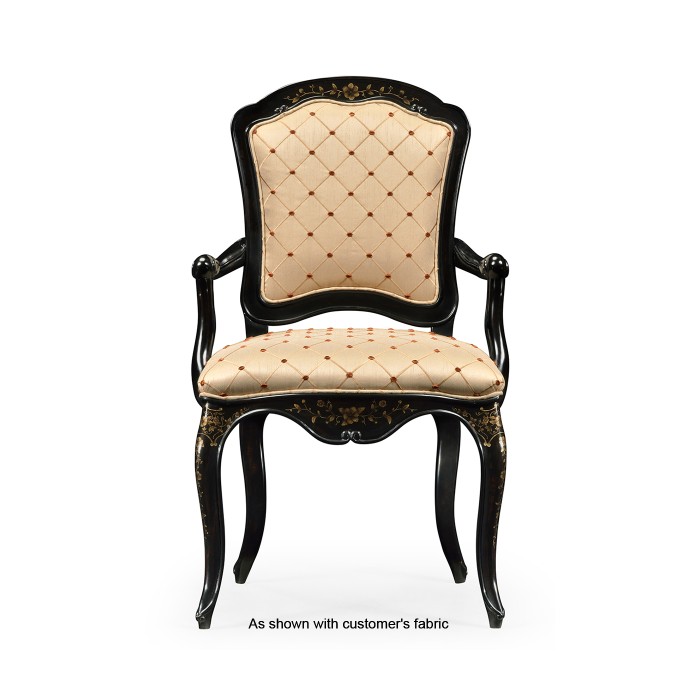 Black & Gilded Floral Arm Chair