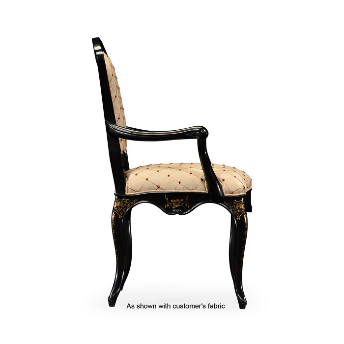 Black & Gilded Floral Arm Chair