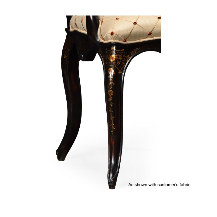 Black & Gilded Floral Arm Chair