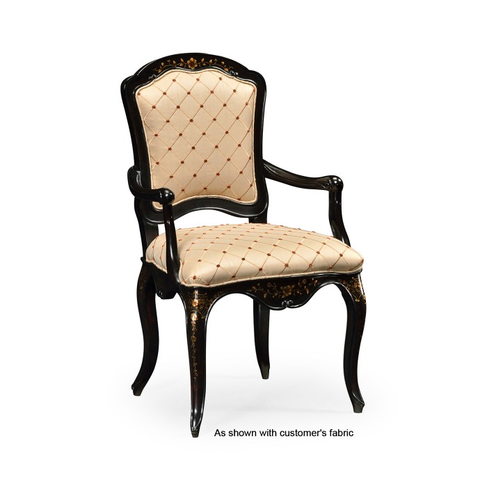 Black & Gilded Floral Arm Chair