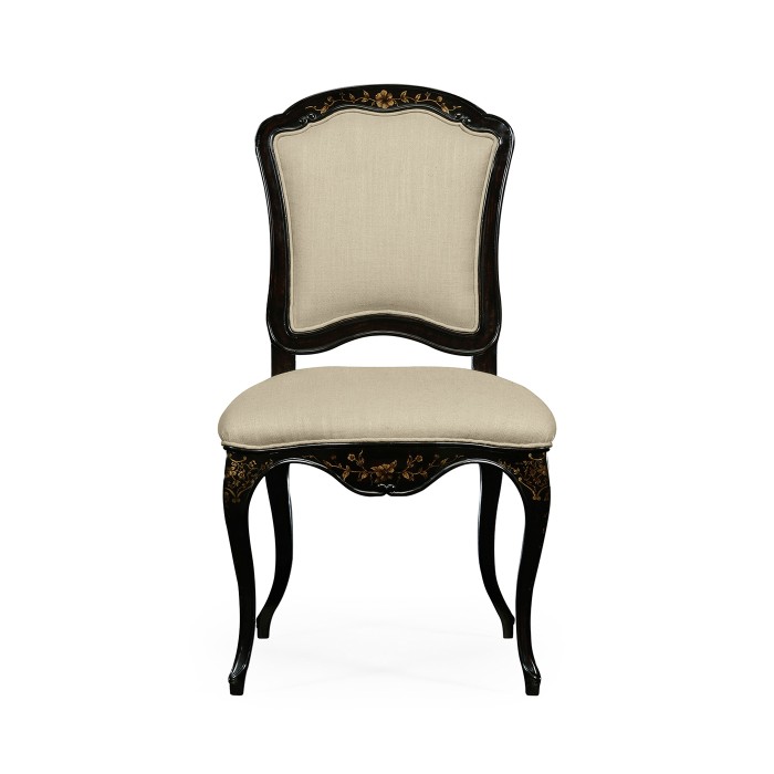 Black & Gilded Floral Side Chair