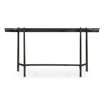 Bronze Kidney Desk with Glass Top