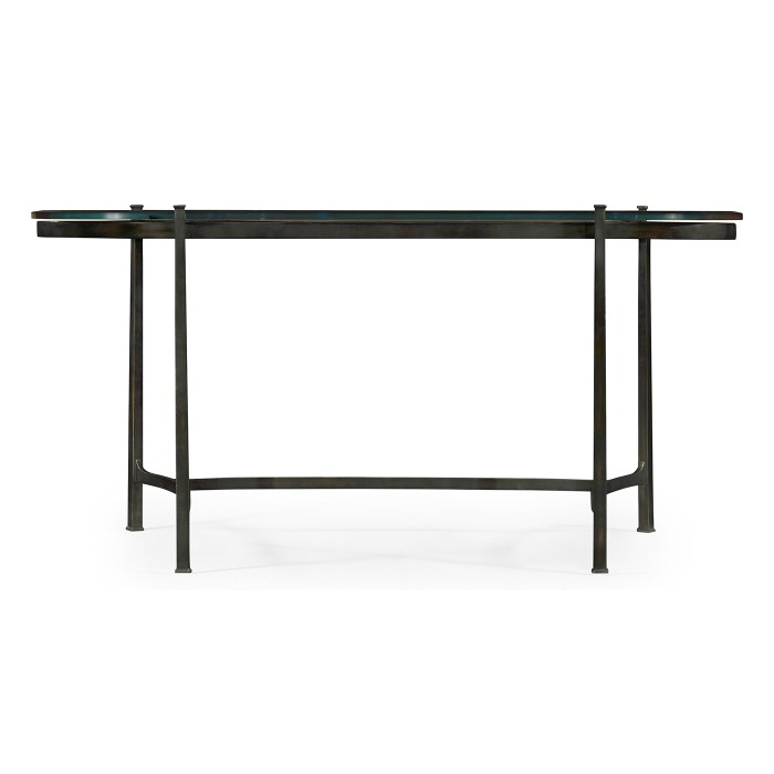 Bronze Kidney Desk with Glass Top