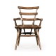 Country Style Dark Oak Arm Chair with A Dark Antique Chestnut Leather Seat