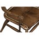 Country Style Dark Oak Arm Chair with A Dark Antique Chestnut Leather Seat