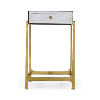 Églomisé & Gilded Iron Box Top Side Table