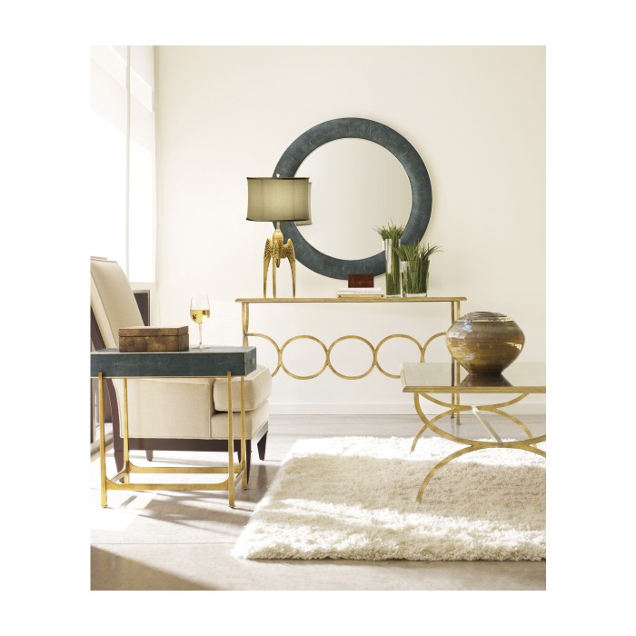 Anthracite Faux Shagreen & Gilded Iron Side Table