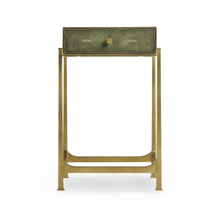 Green Faux Shagreen Gilded Side Table
